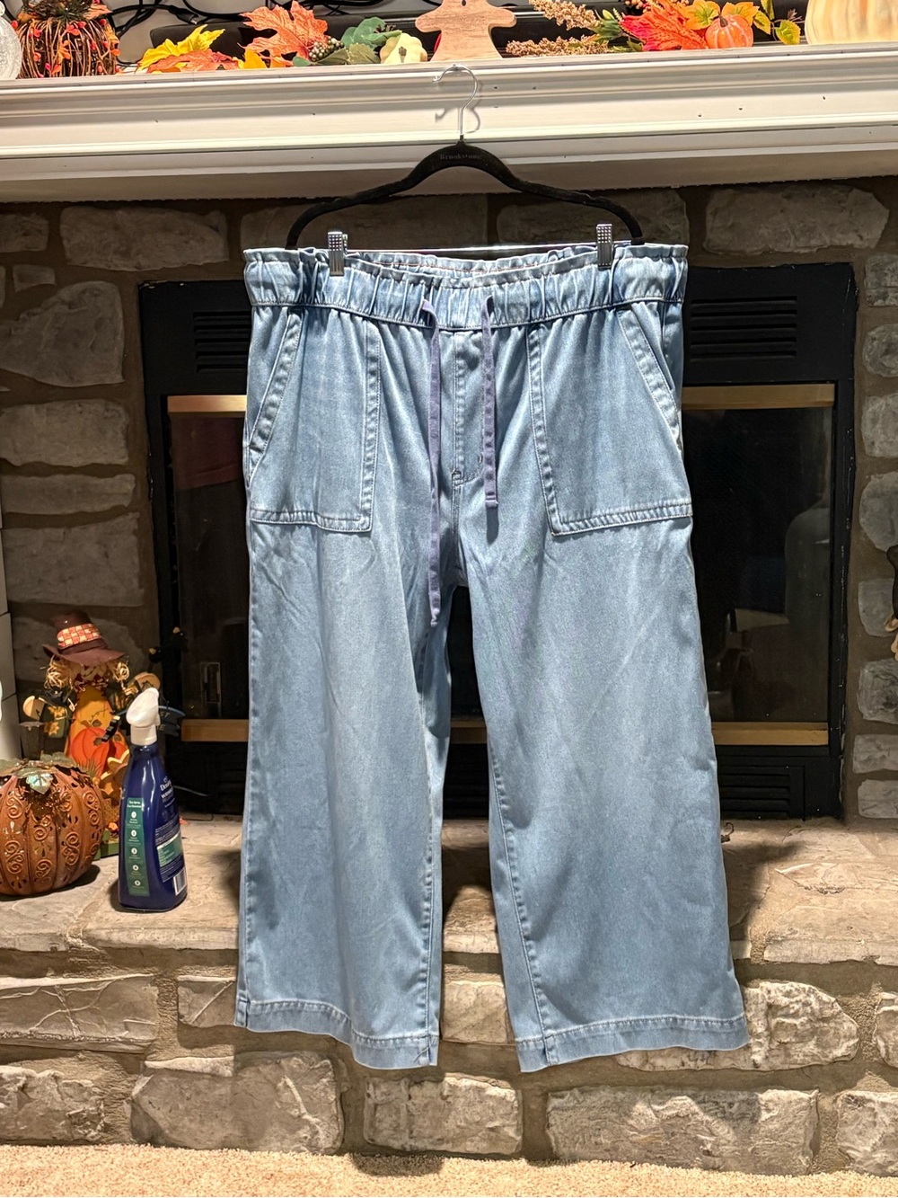 Terra & Sky Light Blue Cropped Pull-On Denim Pants